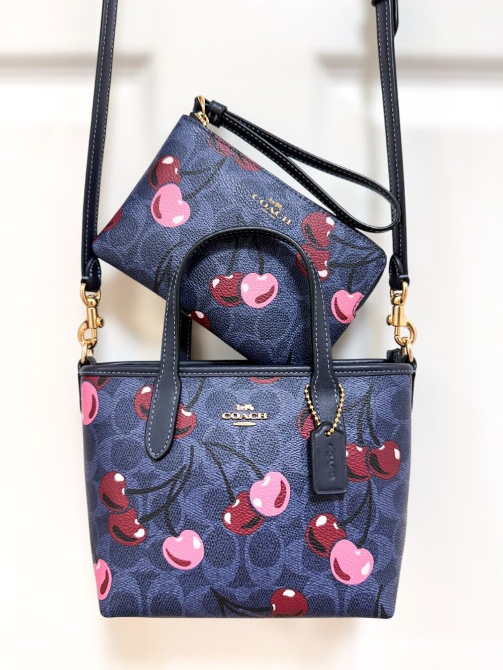 Coach City Mini Tote & Coin Purse Set Cherry Print